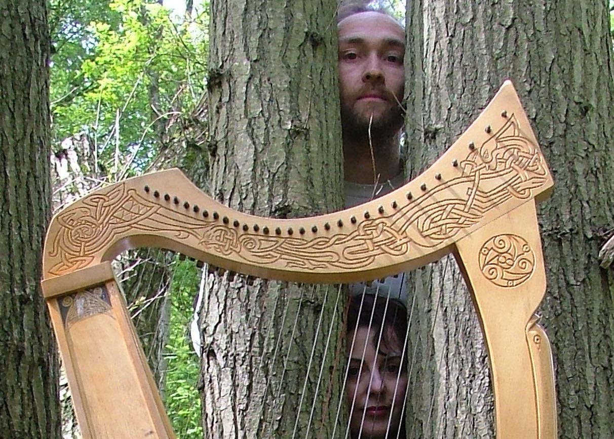 me and deb with Mark's celtic harp